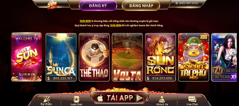 Kho game hấp dẫn và đa dạng tại Sunwin